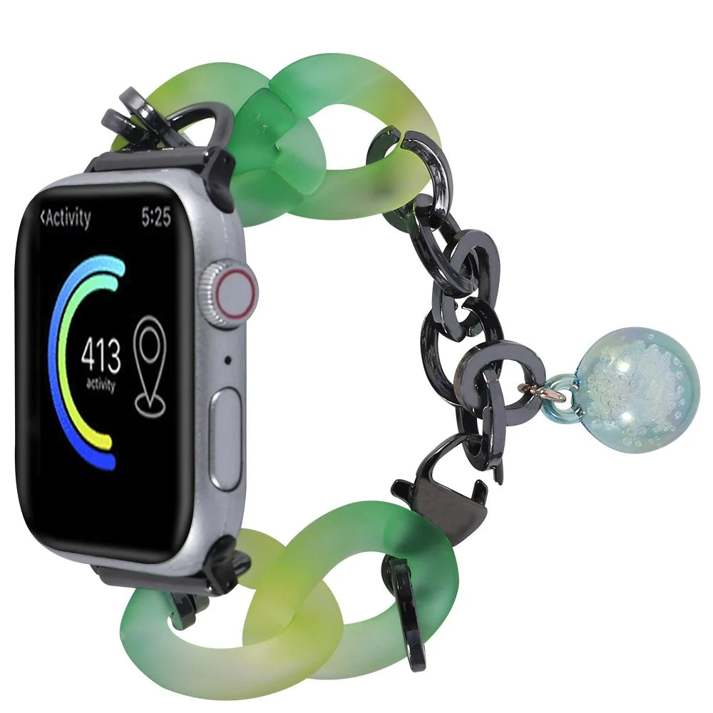 For Apple Watch Series 11 10 42mm / 9 8 7 41mm / SE3 SE2 SE 6 5 4 40mm / 3 2 1 38mm Strap Slim Resin Bracelet - Green - 3