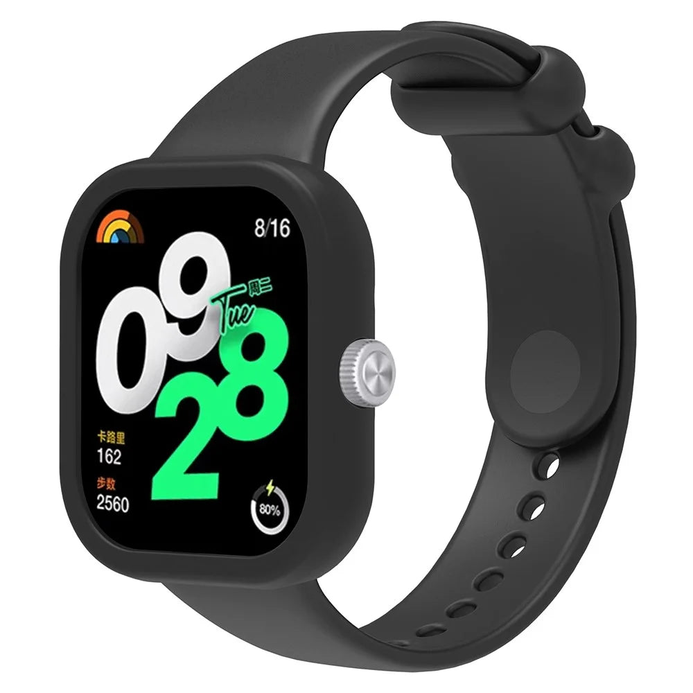For Xiaomi Redmi Watch 4 Silicone Watch Band Wrist Strap with Watch Case - Black - 1