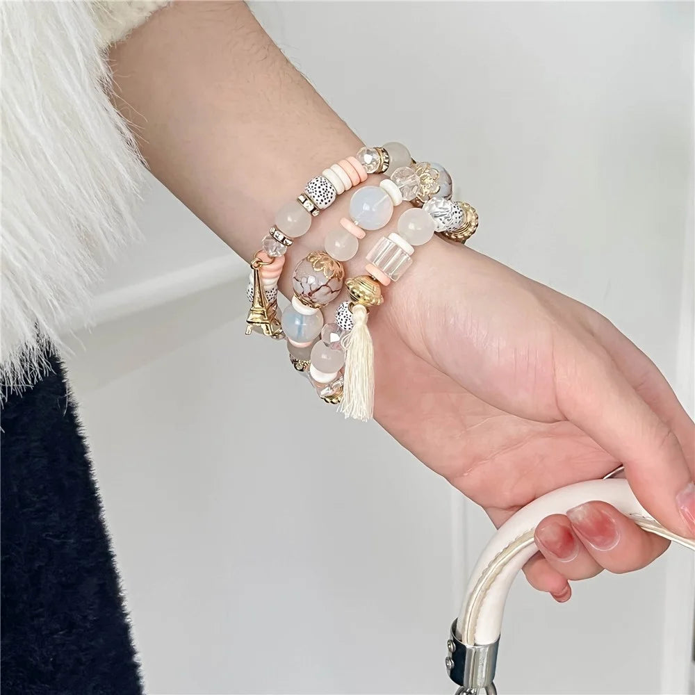 For Apple Watch Series 11 10 42mm / 9 8 7 41mm / SE3 SE2 SE 6 5 4 40mm / 3 2 1 38mm Watch Band Beaded Strap - Beige - 3