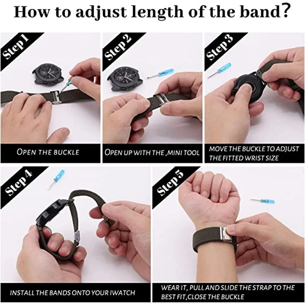 For Samsung Galaxy Watch FE 40mm / Watch4 / Watch 5 / Watch6 Classic Series Watch Band Nylon Braided Watch Strap - Rainbow - 4