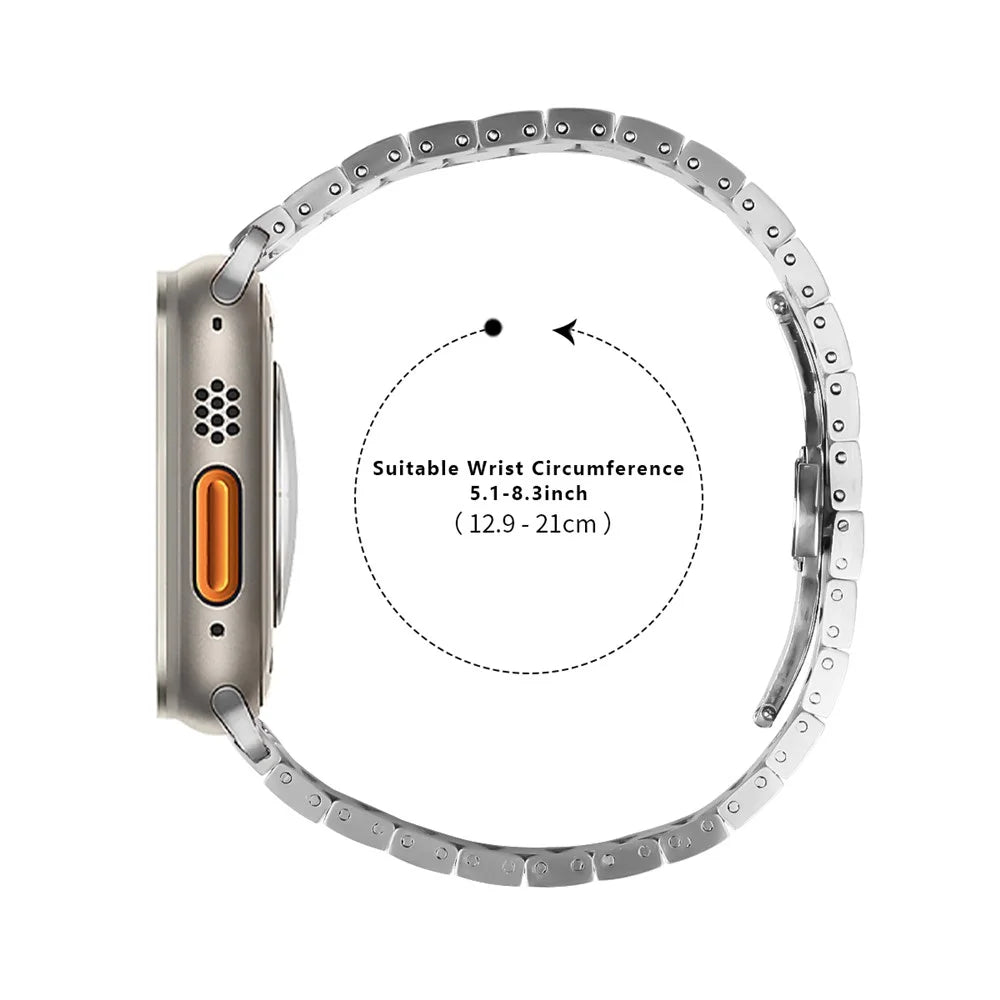 For Apple Watch Ultra 3 2 1 49mm / Series 11 10 46mm / 9 8 7 45mm / SE3 SE2 SE 6 5 4 44mm / 3 2 1 42mm Silver Stainless Steel Band - 7