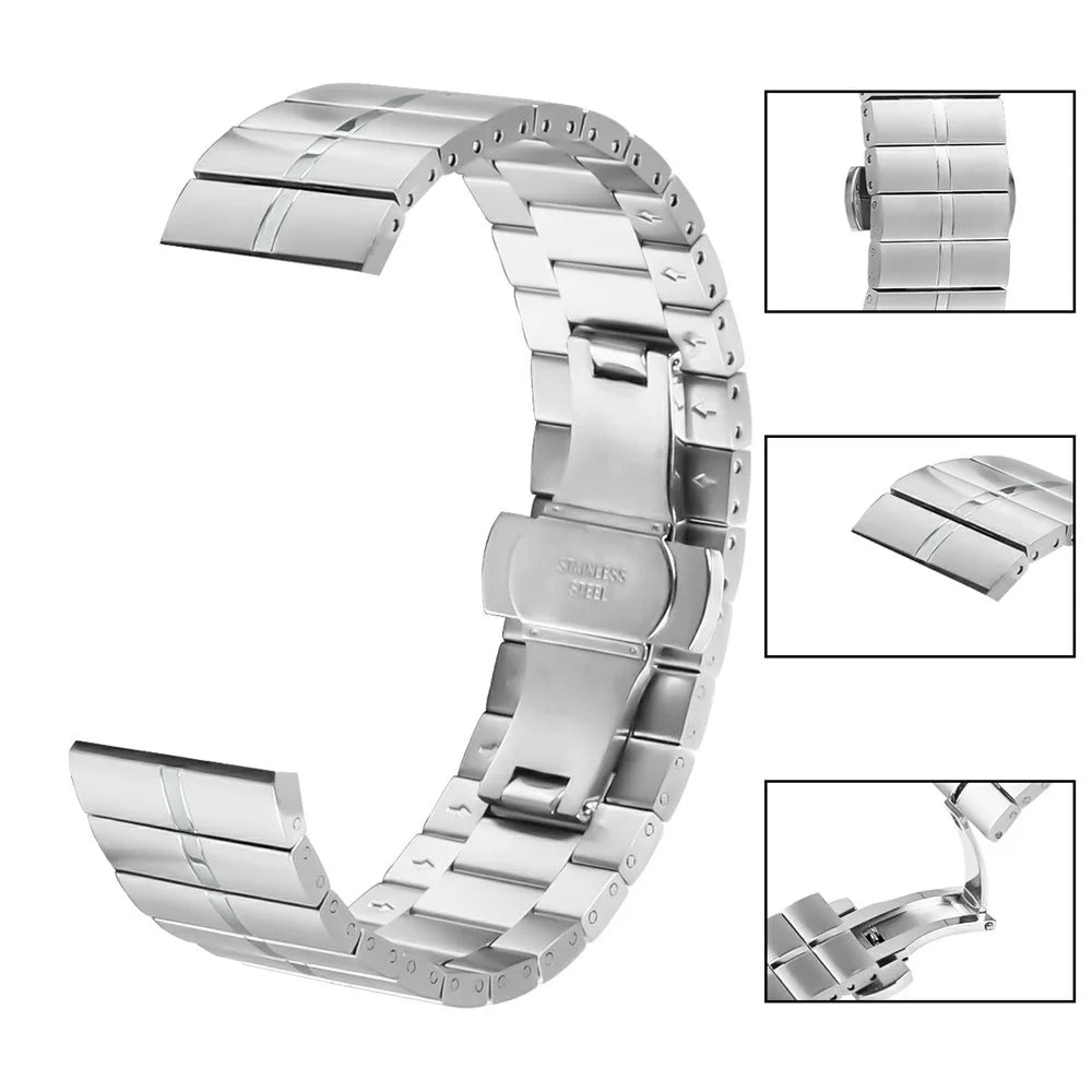 For Huawei Watch 3 / Watch 3 Pro Stainless Steel Watch Band Butterfly Buckle Strap Bracelet - Silver - 5