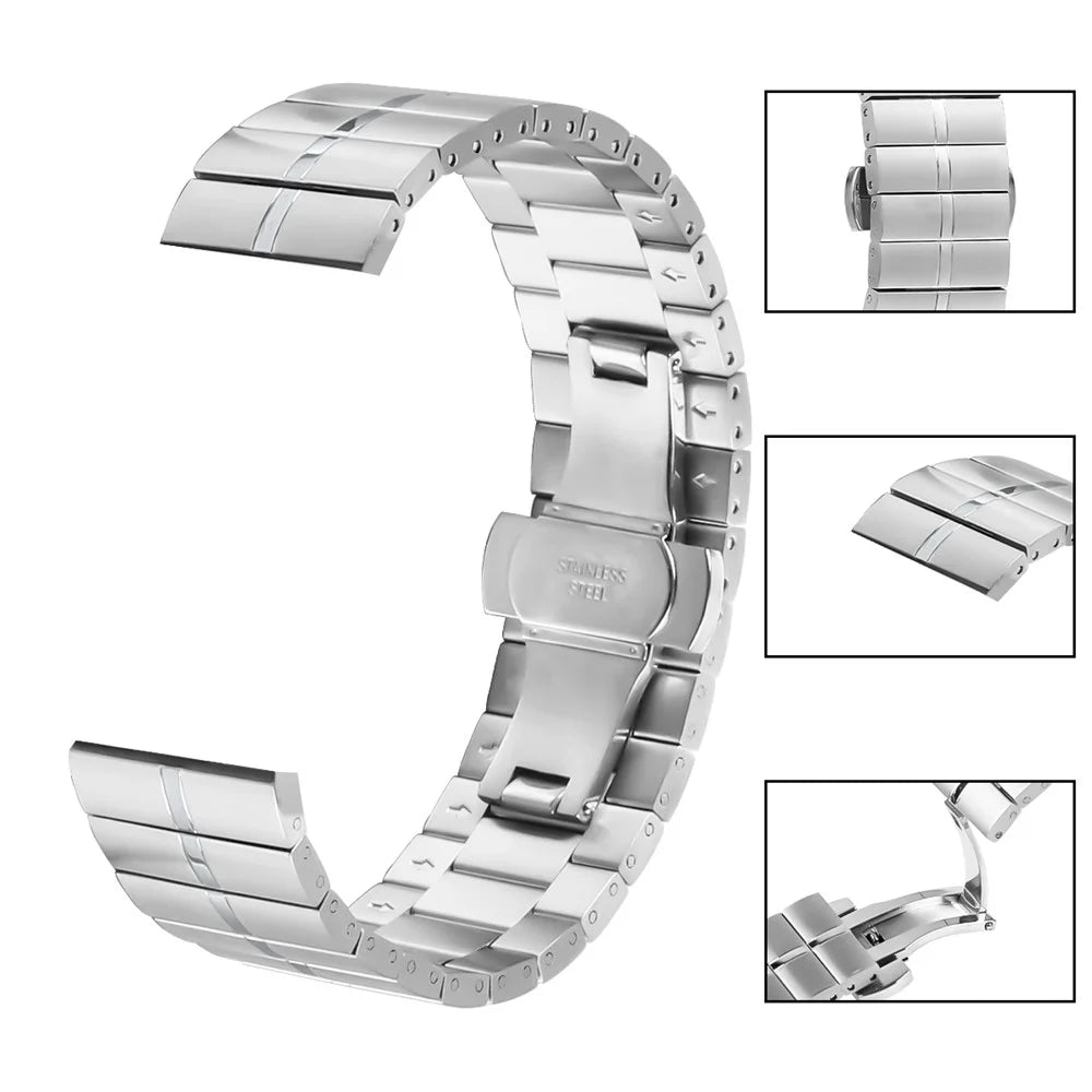 For Yamay SW022 Butterfly Buckle Design Smart Watch Strap Stainless Steel Watch Band - Silver - 3