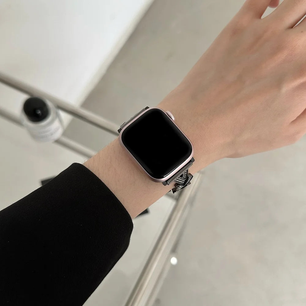 Strap For Apple Watch Series 11 10 42mm / 9 8 7 41mm / SE3 SE2 SE 6 5 4 40mm / 3 2 1 38mm Zinc Alloy Watch Band - Black - 2