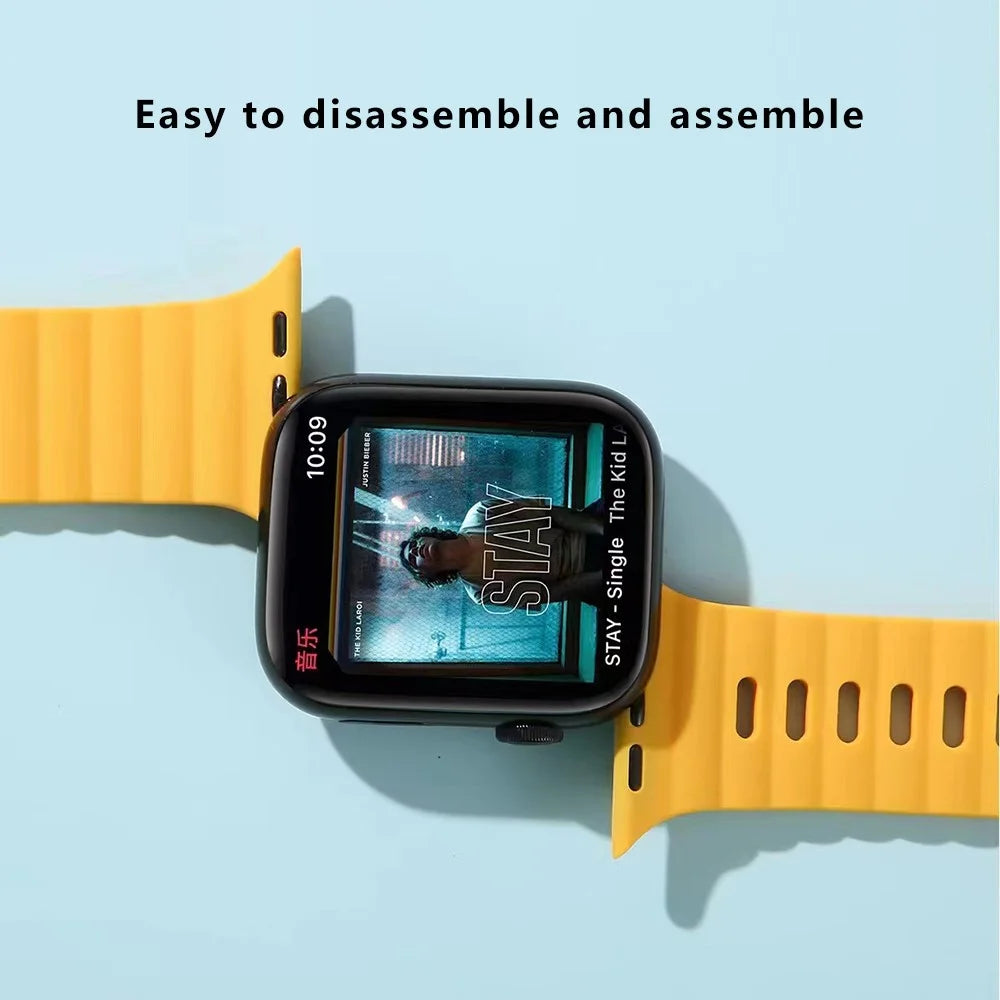 Strap For Apple Watch Series 11 10 42mm / 9 8 7 41mm / SE3 SE2 SE 6 5 4 40mm / 3 2 1 38mm Silicone Replacemnet Band - Black - 4