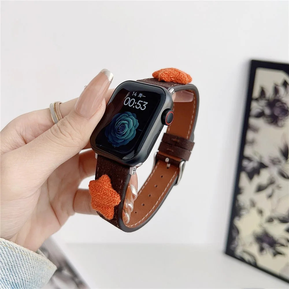 For Apple Watch Ultra 3 2 1 49mm / Series 11 10 46mm / 9 8 7 45mm / SE3 SE2 SE 6 5 4 44mm / 3 2 1 42mm Strap Genuine Cow Leather Band - Dark Brown - 2