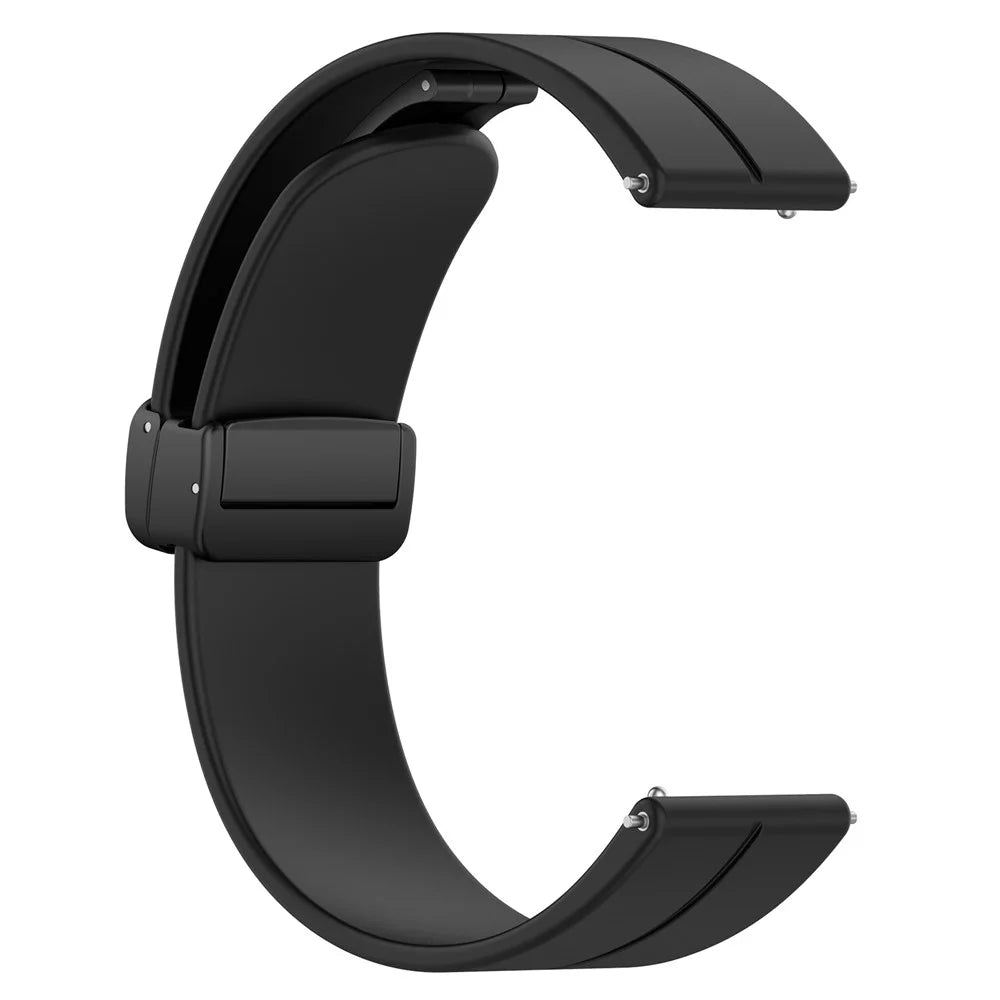 For Huawei / Samsung Universal 22mm Smartwatch Strap Magnetic Folding Buckle Silicone Band - Black - 3