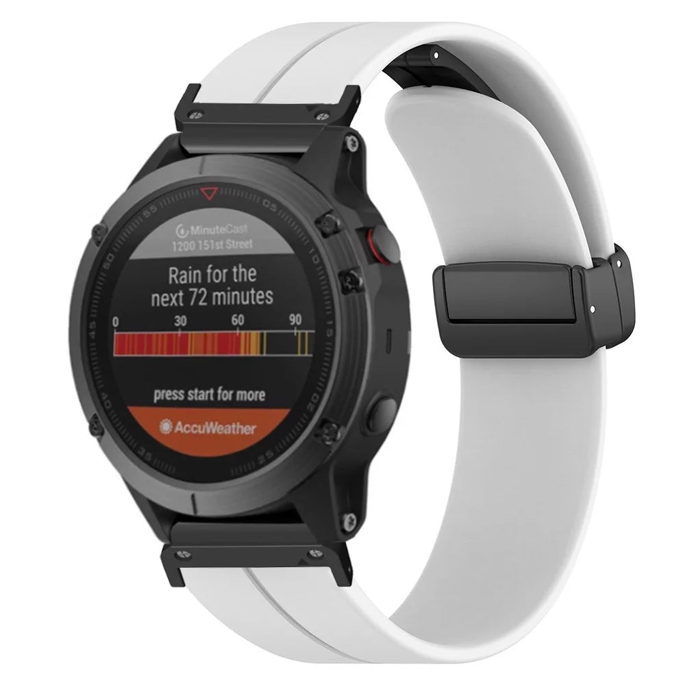 For Garmin Fenix 7S / 6S / 5S 20mm Watch Band Magnetic Buckle Silicone Watch Strap - White - 2