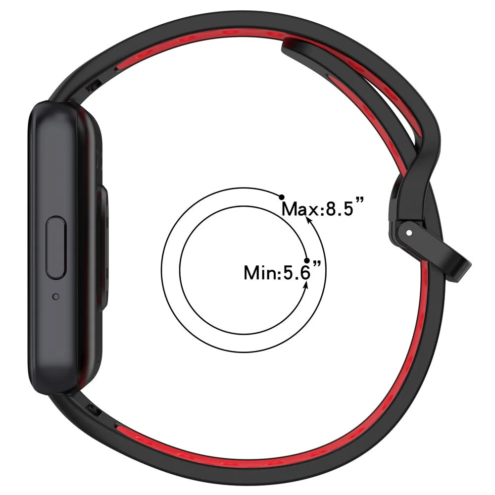 For Samsung Galaxy Fit3 Silicone Watch Bands Dual-Color Wrist Straps Replacement Parts - Black+Red - 7