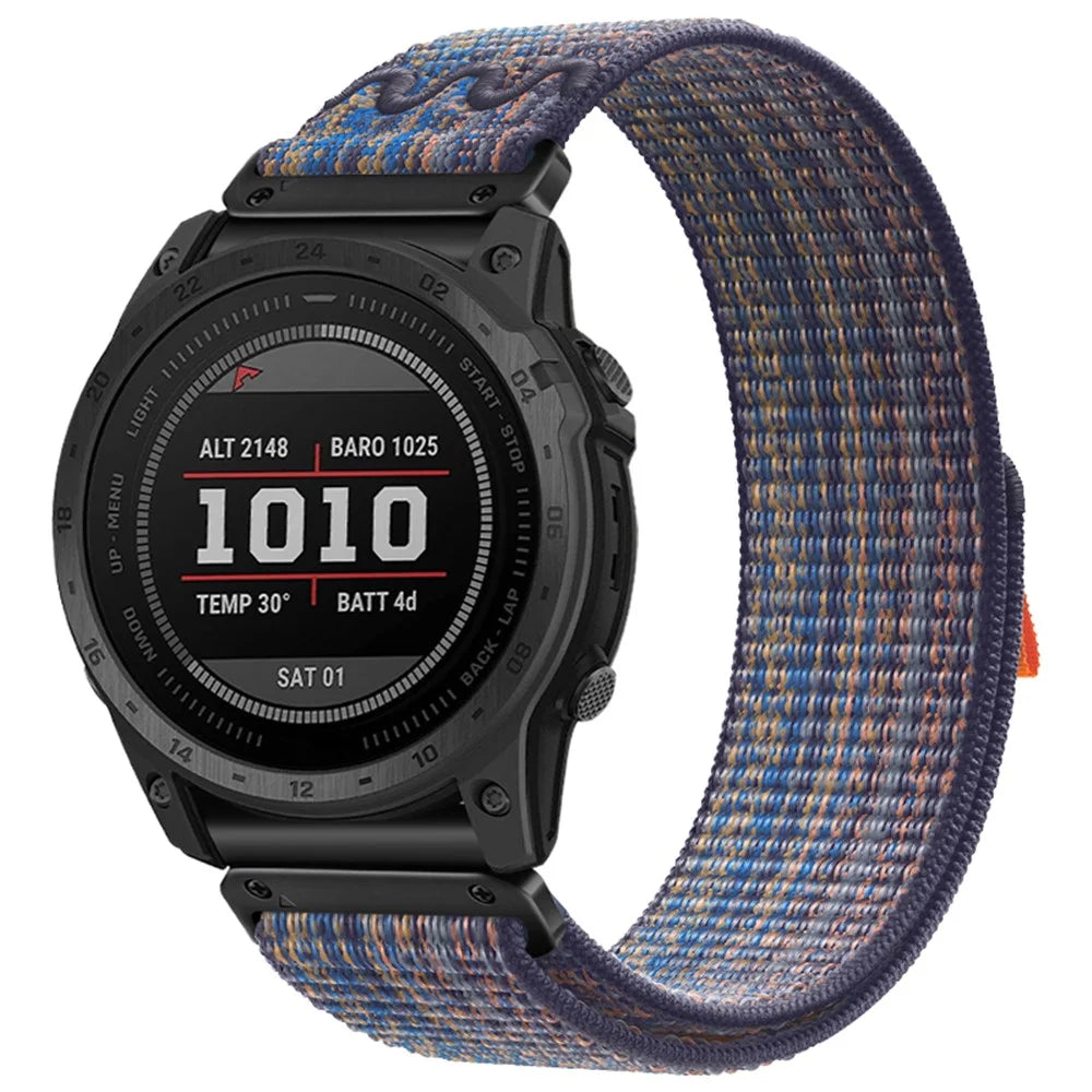 For Garmin Fenix 7 / Forerunner 965 / 955 / 945 / 935 Wrist Band 22mm Nylon Watch Strap - Blue+Orange - 3