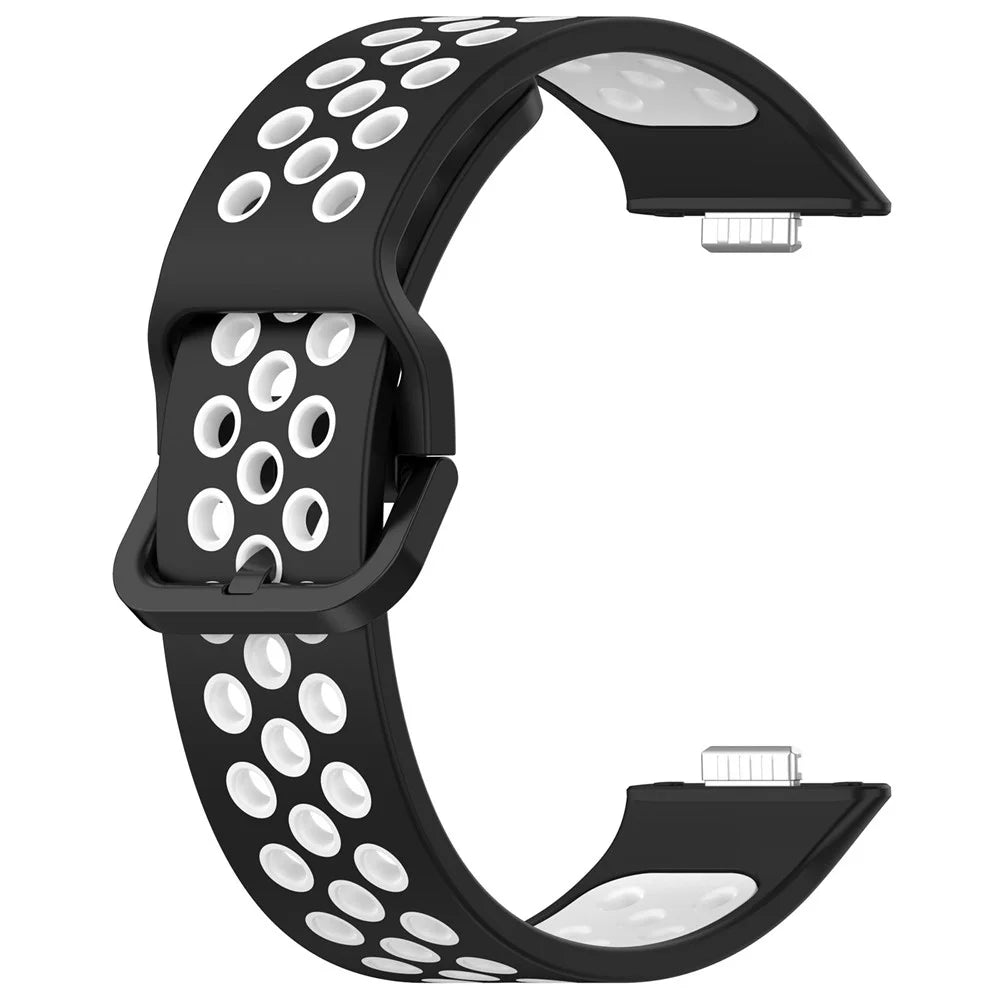 For Huawei Watch Fit 3 Soft Silicone Watch Strap Replacement Dual Color Band - Black+White - 2