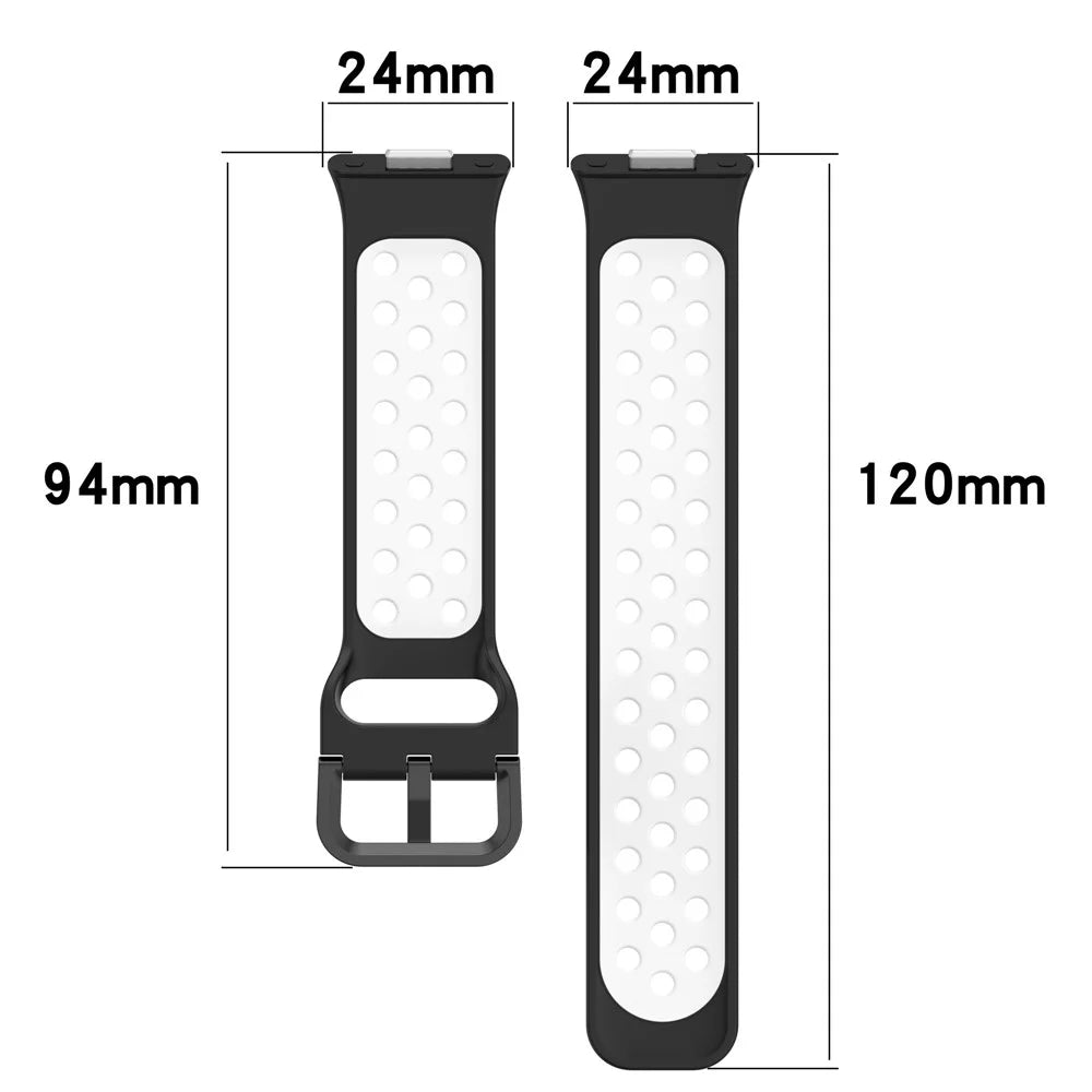 For Huawei Watch Fit 3 Soft Silicone Watch Strap Replacement Dual Color Band - Black+White - 6