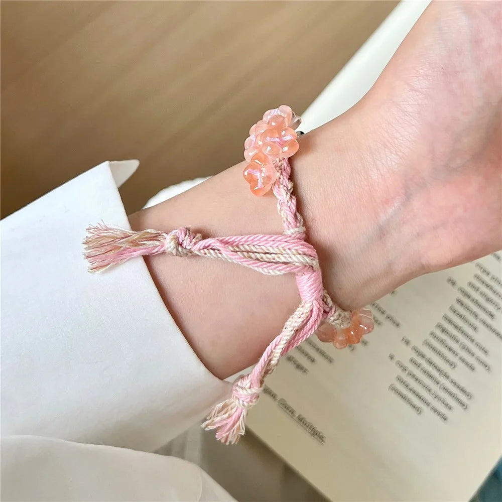For Apple Watch Ultra 3 2 1 49mm / Series 11 10 46mm / 9 8 7 45mm / SE3 SE2 SE 6 5 4 44mm / 3 2 1 42mm Braided Rope Watch Strap - Pink - 4