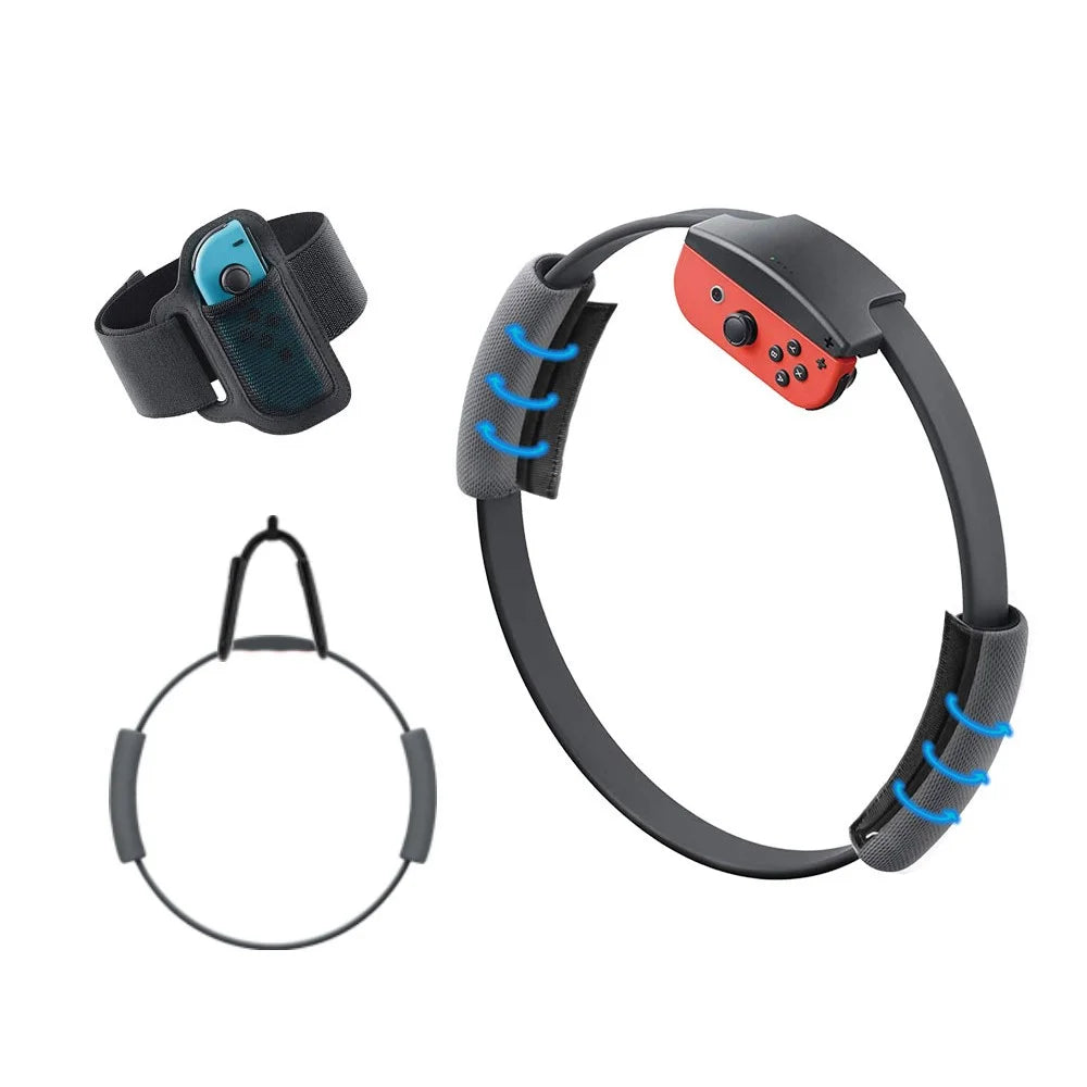 JYS JYS-NS186 Ring Fit Adventure Suit Elastic Leg Strap + Two Ring Grips + Hook for Nintend Switch Joy-con - 2