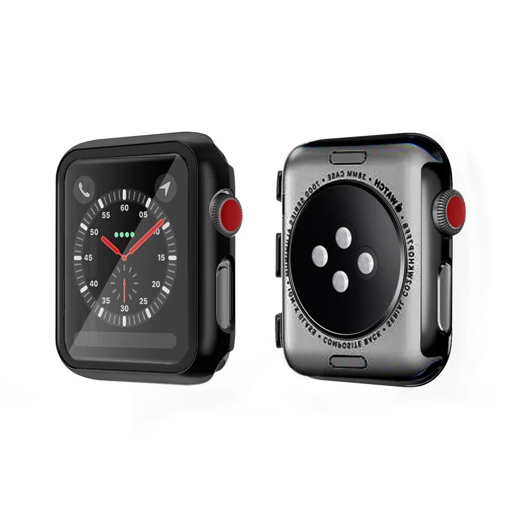 Plating Frame PC + Tempered Glass Watch Shell for Apple Watch SE / SE (2022) / Series 6 / 5 / 4 44mm - Black - 4