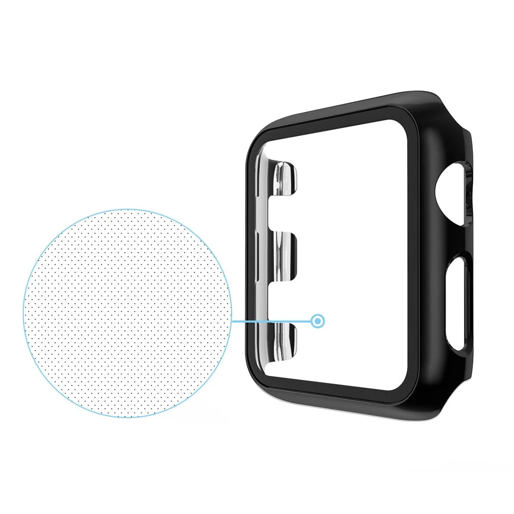 Plating Frame PC + Tempered Glass Watch Shell for Apple Watch SE / SE (2022) / Series 6 / 5 / 4 44mm - Black - 5