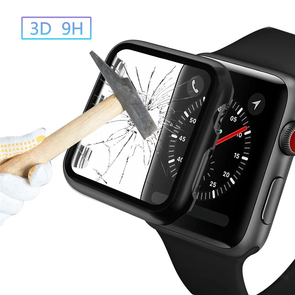 Plating Frame PC + Tempered Glass Watch Shell for Apple Watch SE / SE (2022) / Series 6 / 5 / 4 44mm - Black - 6