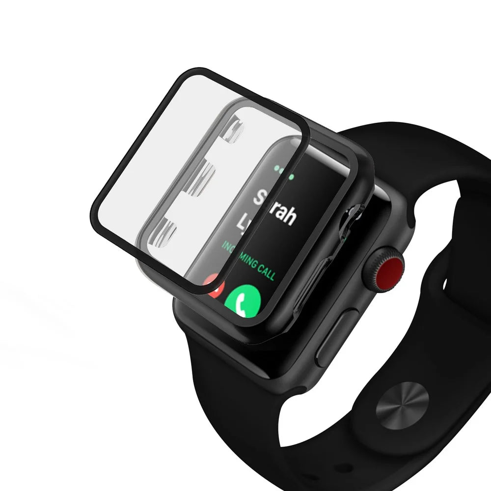 Plating Frame PC + Tempered Glass Watch Shell for Apple Watch SE / SE (2022) / Series 6 / 5 / 4 44mm - Black - 7