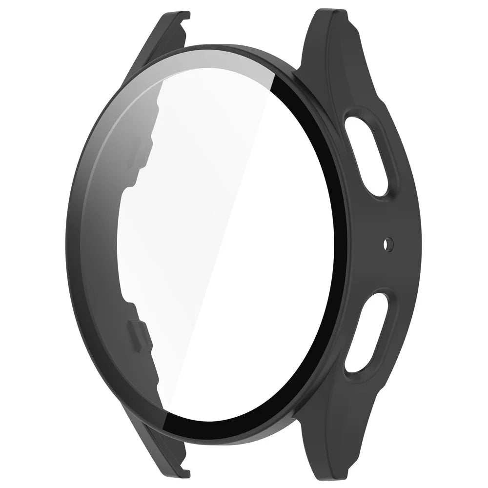 For Samsung Galaxy Watch7 44mm PC Watch Case Anti-Scratch Cover with Tempered Glass Film - Pink - Black - 4