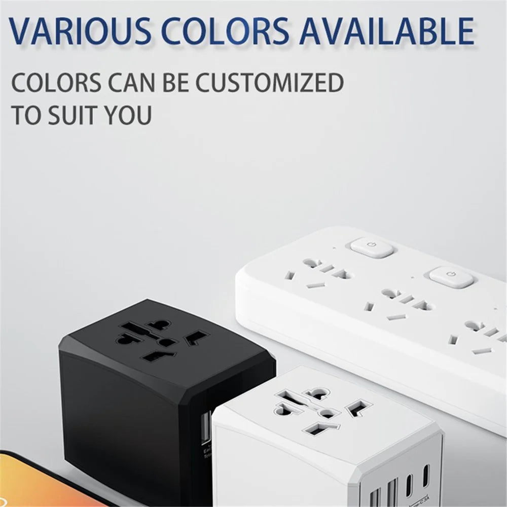 HH904 Worldwide Travel Charge Adapter Wall Plug Converter with 2 USB + 2 Type-C - Black - 2