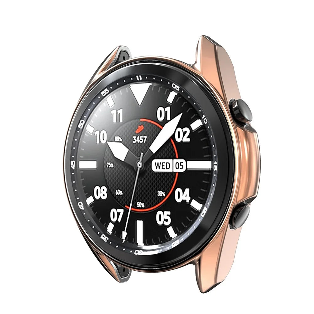 ENKAY HAT PRINCE 2 in 1 Electroplating TPU Watch Protector Cover + 0.2mm 2.5D 9H Tempered Glass Screen Film for Galaxy Watch3 41mm - Gold - 3