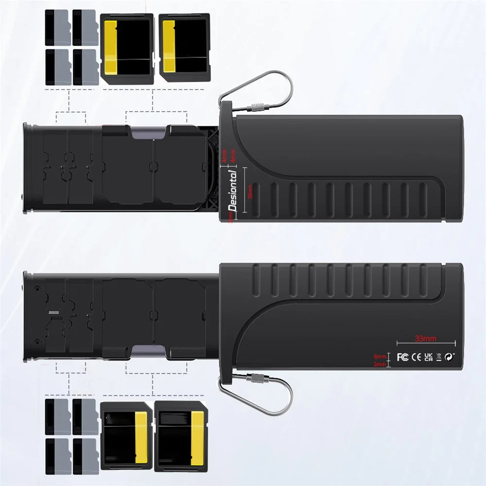 DESIONTAL Multi-Function High Speed SD / TF Card Reader Portable Memory Card Storage Case - 3