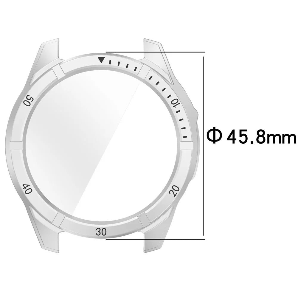 For Garmin Fenix 8 43mm Watch Case PC Frame Cover with Tempered Glass Screen Film - Transparent - 7