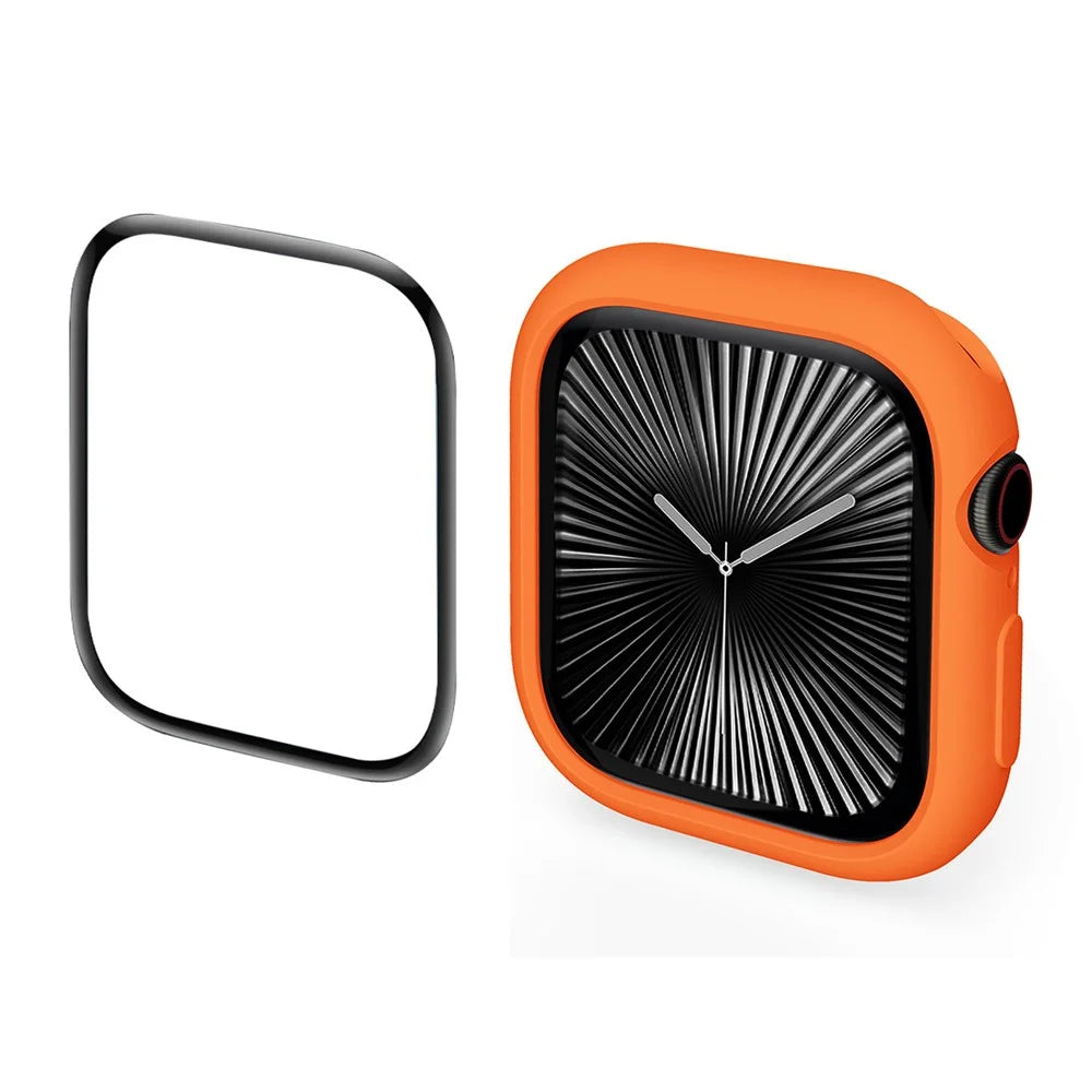 ENKAY HAT PRINCE For Apple Watch Series 11 / 10 46mm 2 in 1 Candy Color TPU Watch Case with Full Coverage PMMA Soft Film - Orange - 1