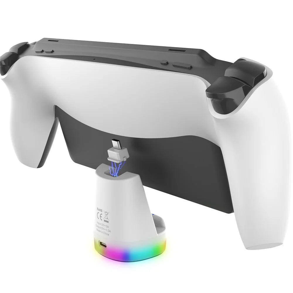 IPEGA PG-P5P25A For Sony PS5 Portal Charger Station RGB Lighting Magnetic Charging Dock - White - 1