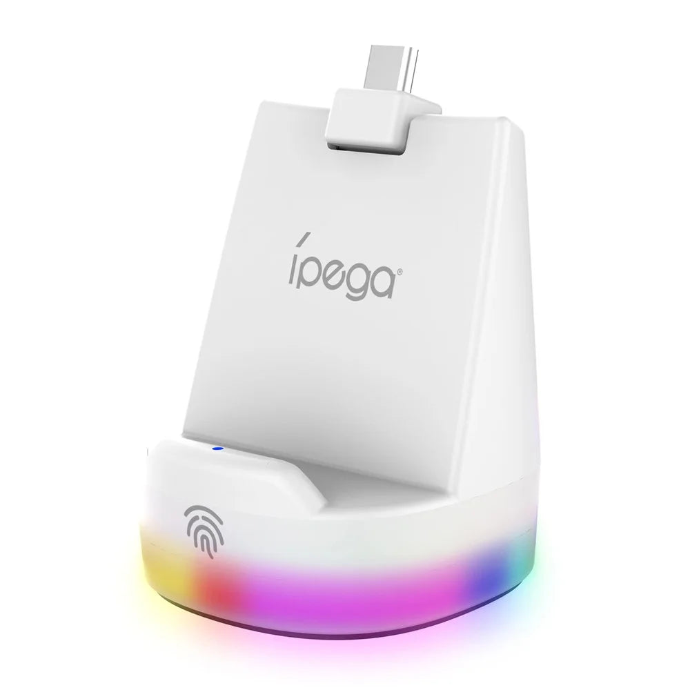 IPEGA PG-P5P25A For Sony PS5 Portal Charger Station RGB Lighting Magnetic Charging Dock - White - 2
