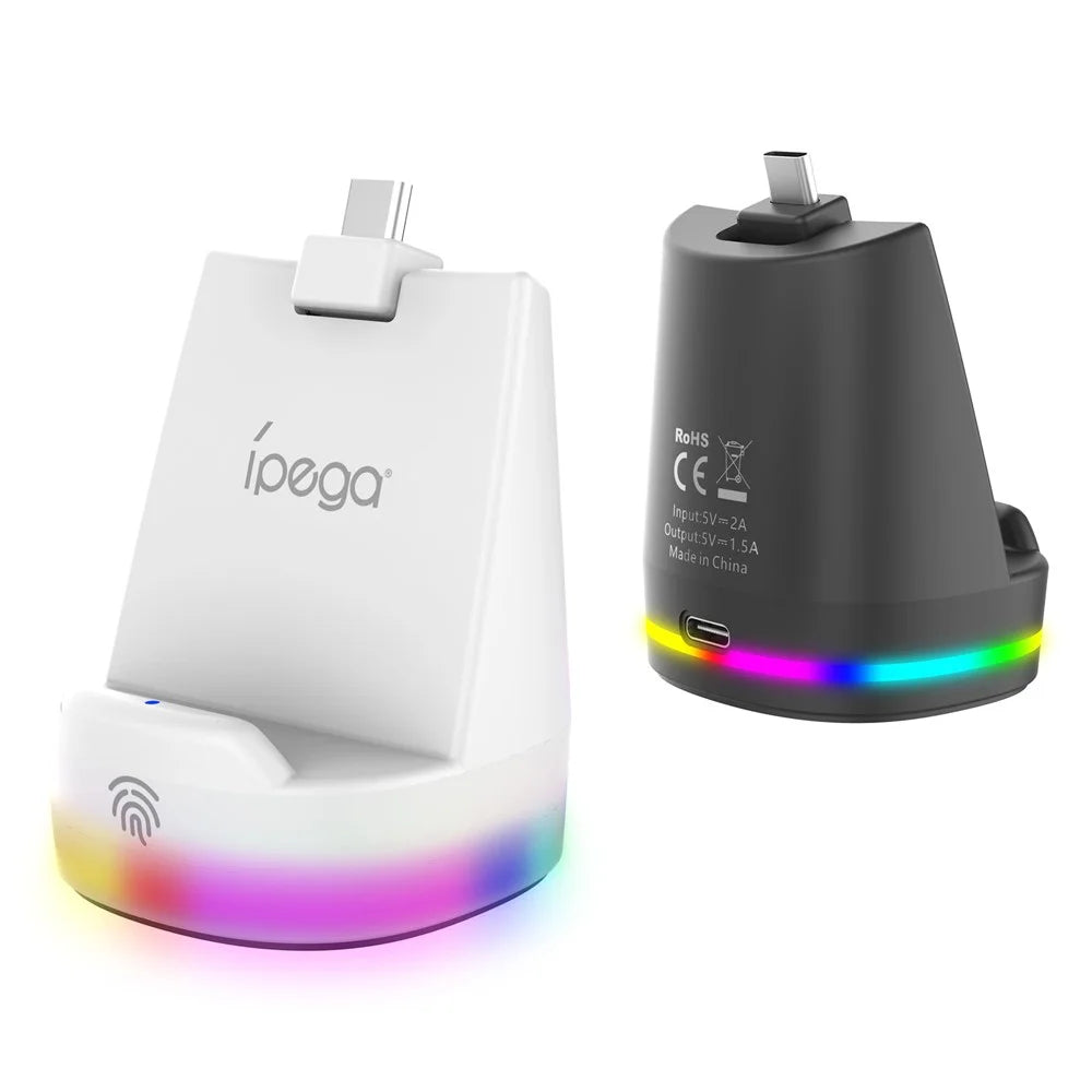 IPEGA PG-P5P25A For Sony PS5 Portal Charger Station RGB Lighting Magnetic Charging Dock - White - 5