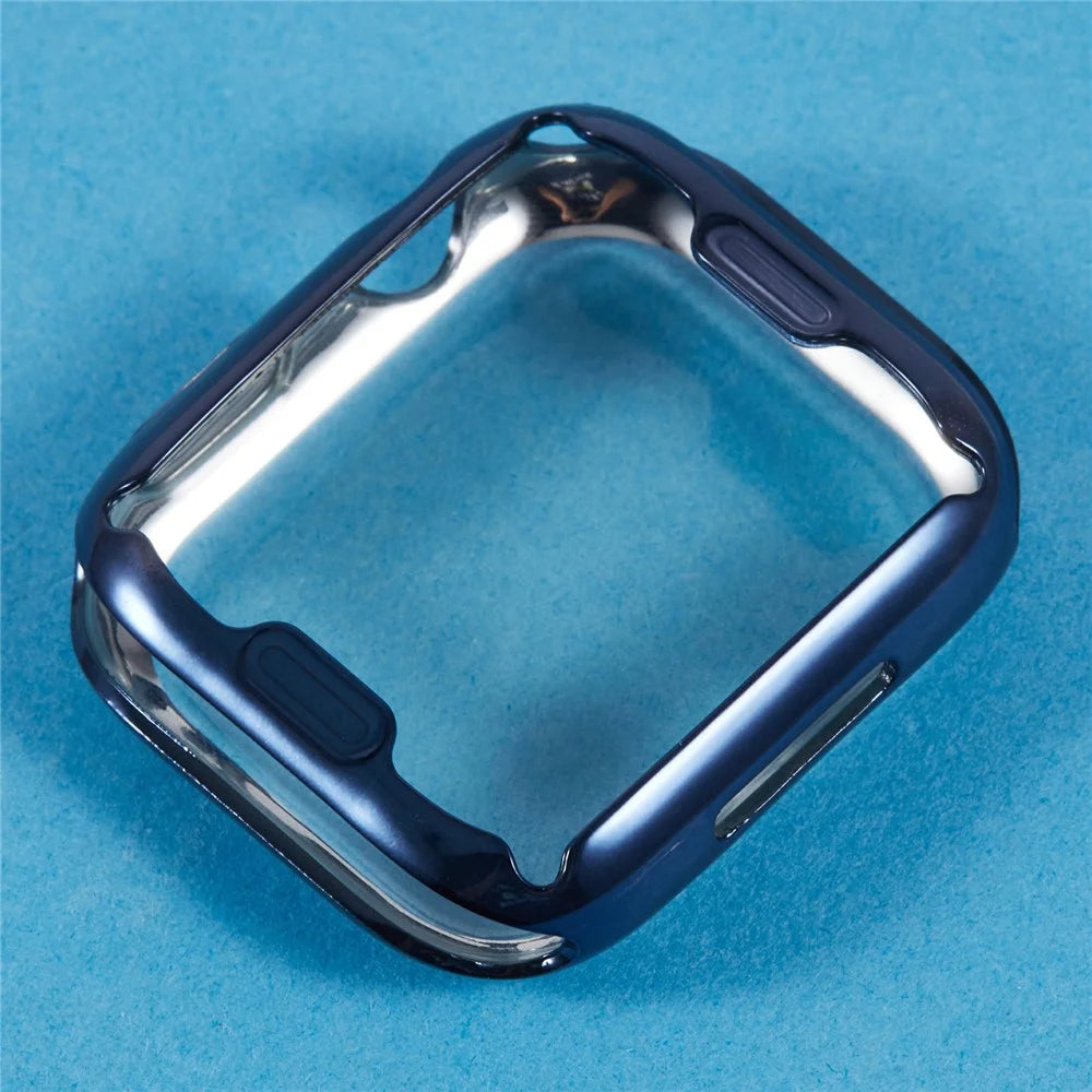 For Apple Watch SE3 / SE2 / SE1 / 6 / 5 / 4 44mm Watch Case Electroplating Full Coverage TPU Protective Cover - Midnight Blue - 4