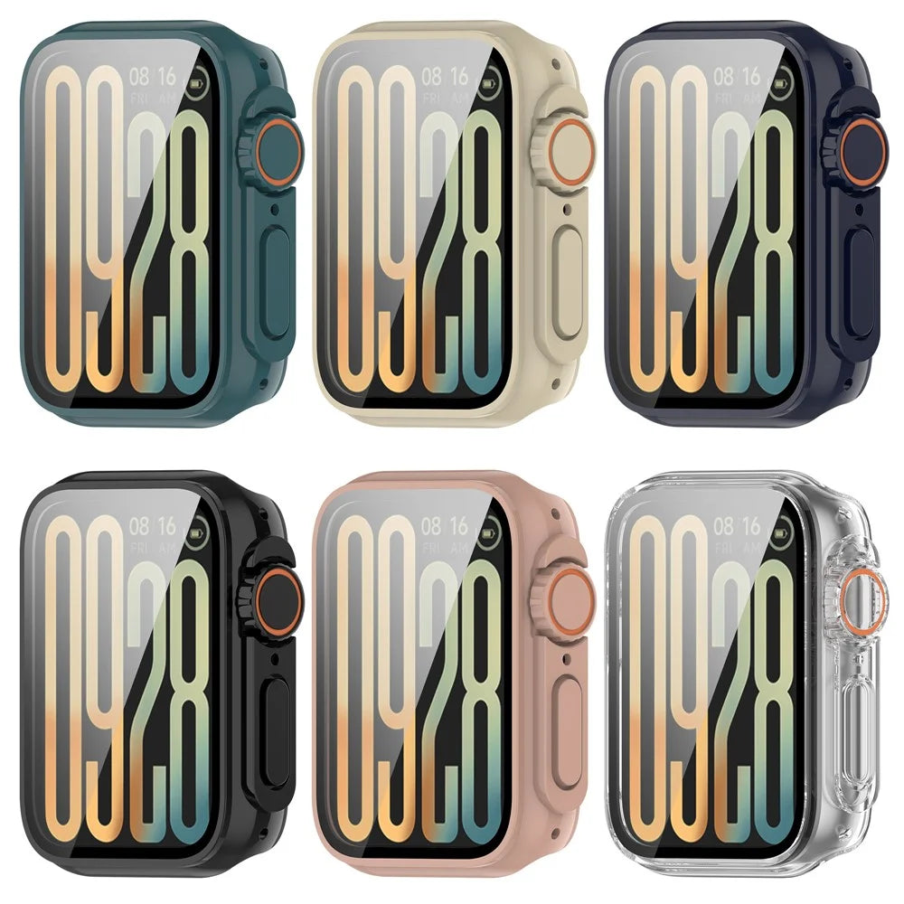 For Xiaomi Smart Band 9 Pro Case Hard PC All-Around Watch Cover with Tempered Glass Film - Black - 7