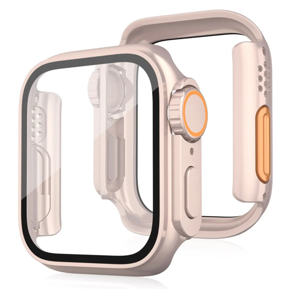 PC Watch Case for Apple Watch Series SE3 / SE2 / SE1 / 6 / 5 / 4 40mm Watch Cover with Tempered Glass Film - Rose Gold - 1
