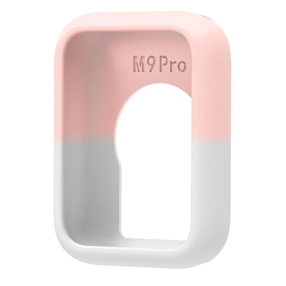 For Xiaomi Smart Band 9 Pro Watch Case Soft Silicone Hollow Watch Frame Cover - White + Pink - 1
