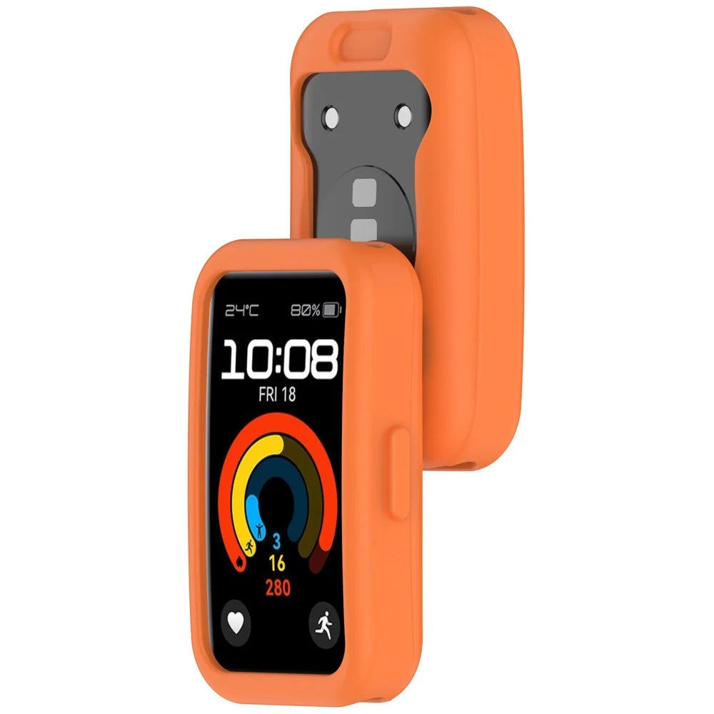 For Huawei Band 9 / Band 8 Watch Case Soft Silicone Hollow Watch Frame Cover - Orange - 4