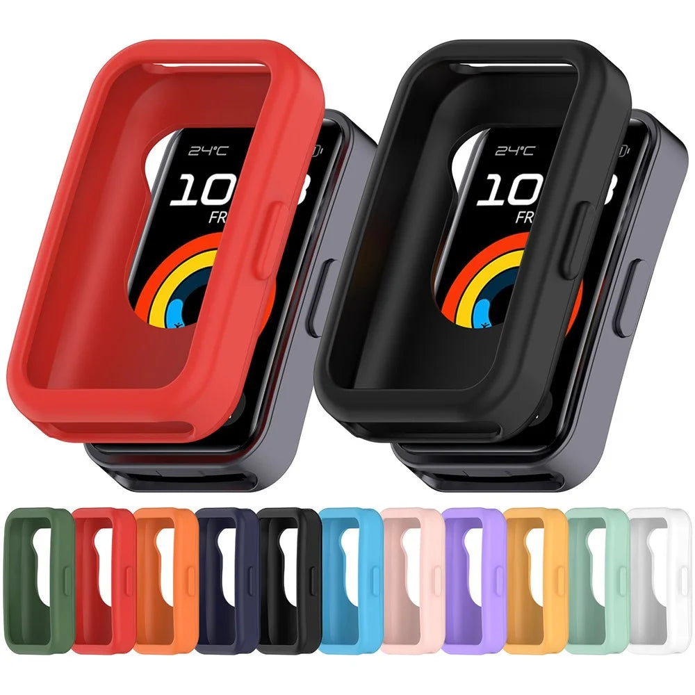 For Huawei Band 9 / Band 8 Watch Case Soft Silicone Hollow Watch Frame Cover - Orange - 7