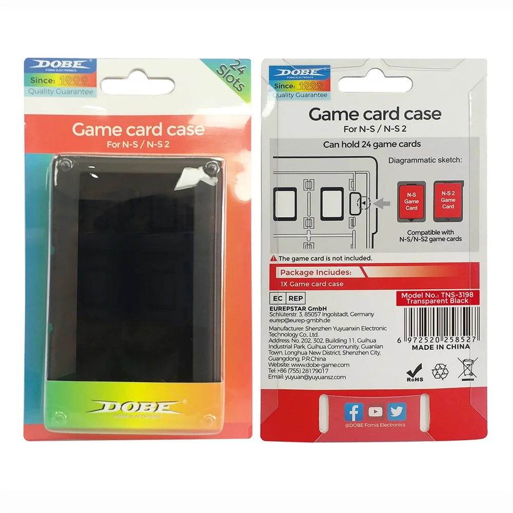 DOBE TNS-3198 For Nintendo Switch 2 / Switch Game Card Storage Case 24 in 1 Gaming Cards Holder - Transparent Black - 5