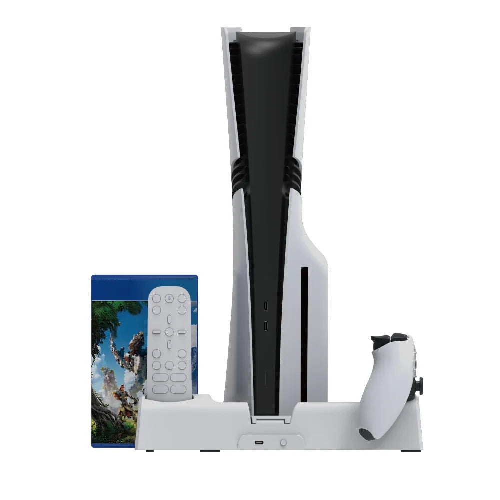 DOBE TP5-3532D For Sony PS5 Slim / PS5 Pro Cooling Stand Dual Controller Charging Station Game Disc Storage Rack - 4