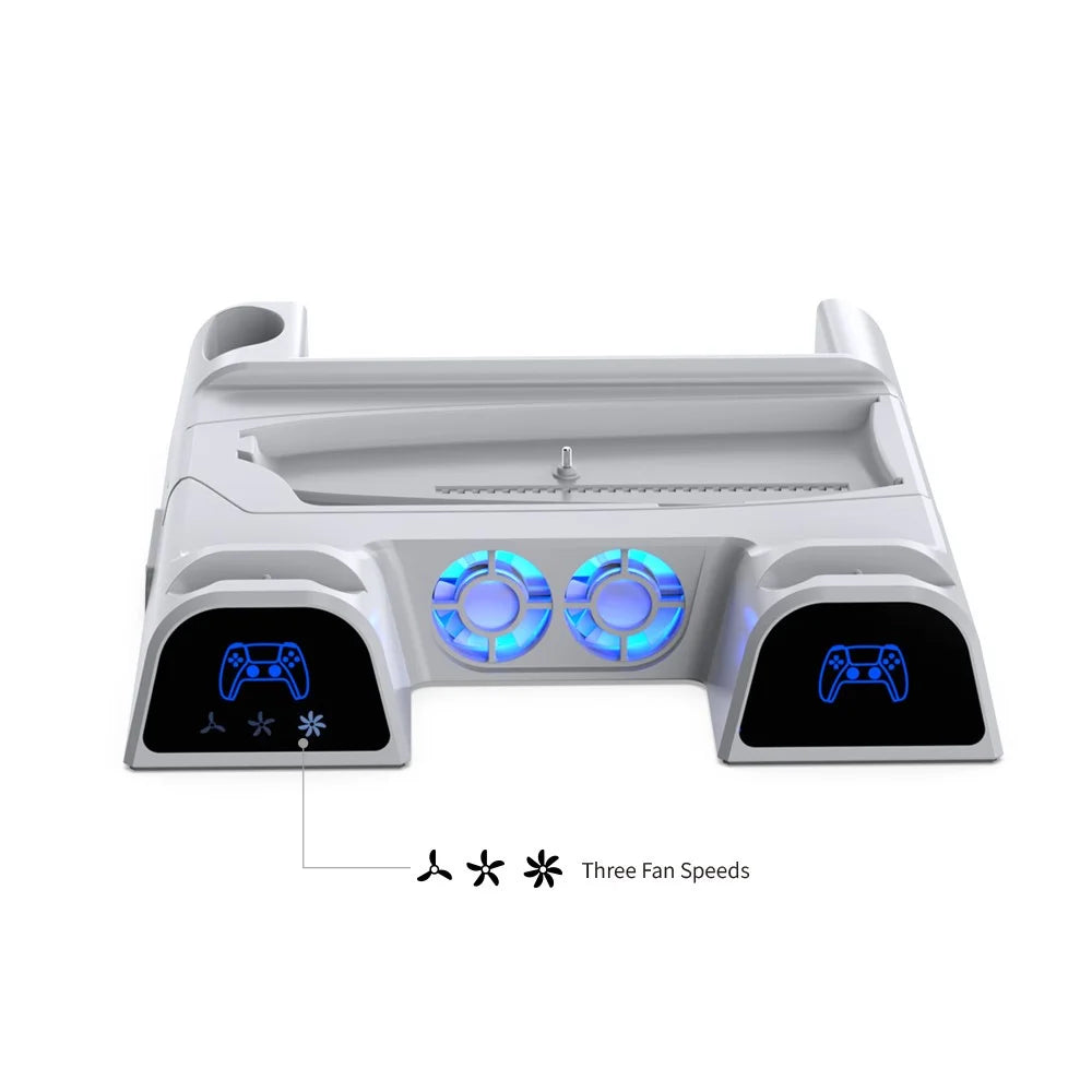 DOBE TP5-3532D For Sony PS5 Slim / PS5 Pro Cooling Stand Dual Controller Charging Station Game Disc Storage Rack - 7