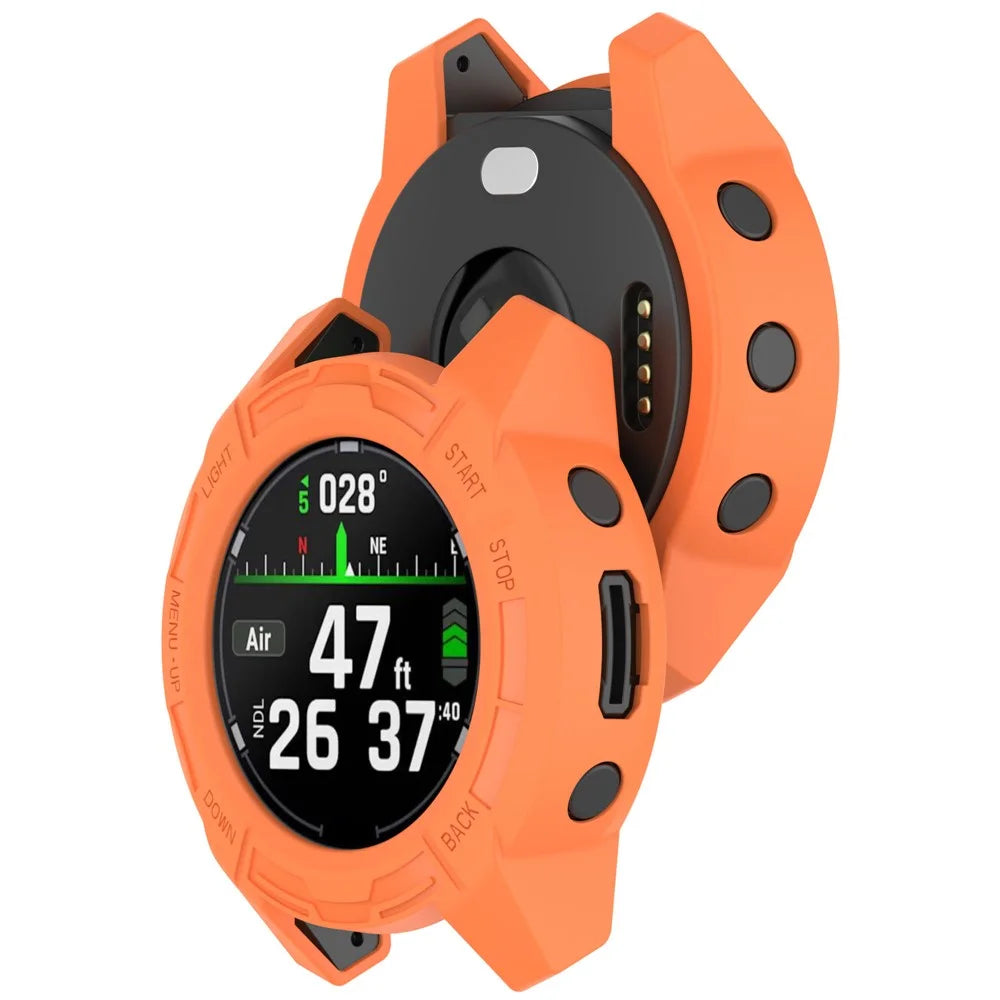 For Garmin Descent G2 Soft TPU Watch Case Hollow Shockproof Bumper Frame Cover - Orange - 6