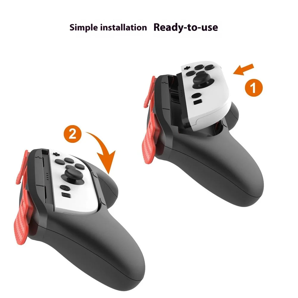 PGTECH GP-361 2Pcs For Nintendo Switch 2 Ergonomic Left and Right Joy-Con Controller Grip Handles - Black Red+Black Blue - 2