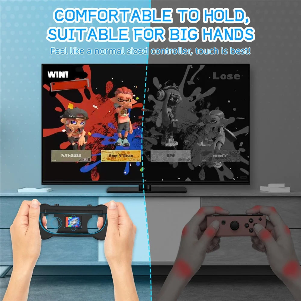 JYS-NS2263 2Pcs For Nintendo Switch 2 Joy-Con Grip Handle Ergonomic Controller Attachment with Wrist Strap - Black - 4