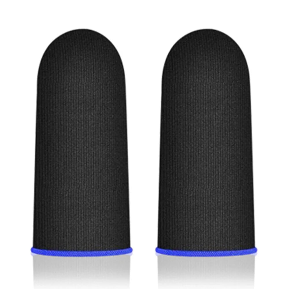 1Pair Gaming Finger Sleeves Anti-Slip Touchscreen Sweat-Resistant Ultra-Thin Carbon Fiber Finger Cover (24 Needles) - Black / Blue - 2