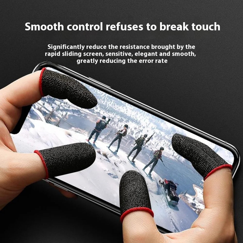 1Pair Gaming Finger Sleeves Anti-Slip Touchscreen Sweat-Resistant Ultra-Thin Carbon Fiber Finger Cover (24 Needles) - Black / Blue - 4