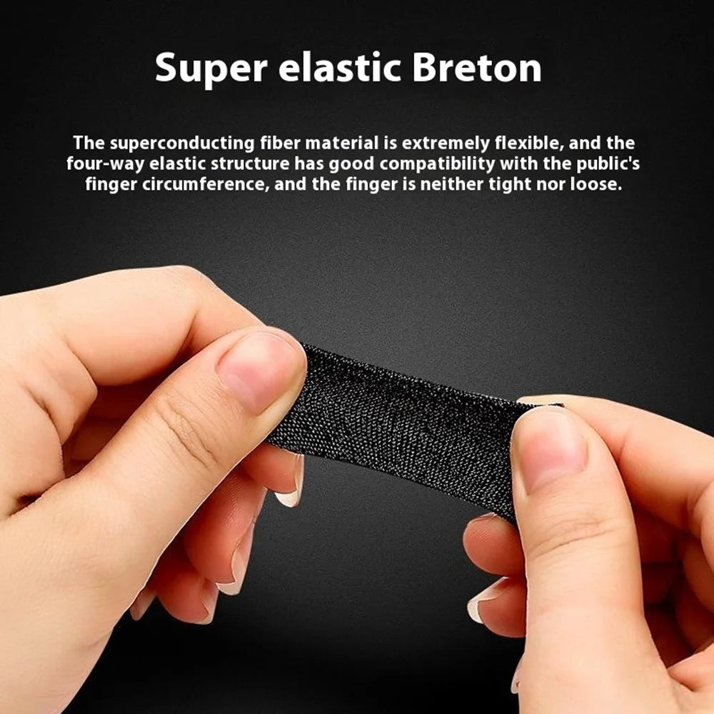 1Pair Gaming Finger Sleeves Anti-Slip Touchscreen Sweat-Resistant Ultra-Thin Carbon Fiber Finger Cover (24 Needles) - Black / Blue - 5