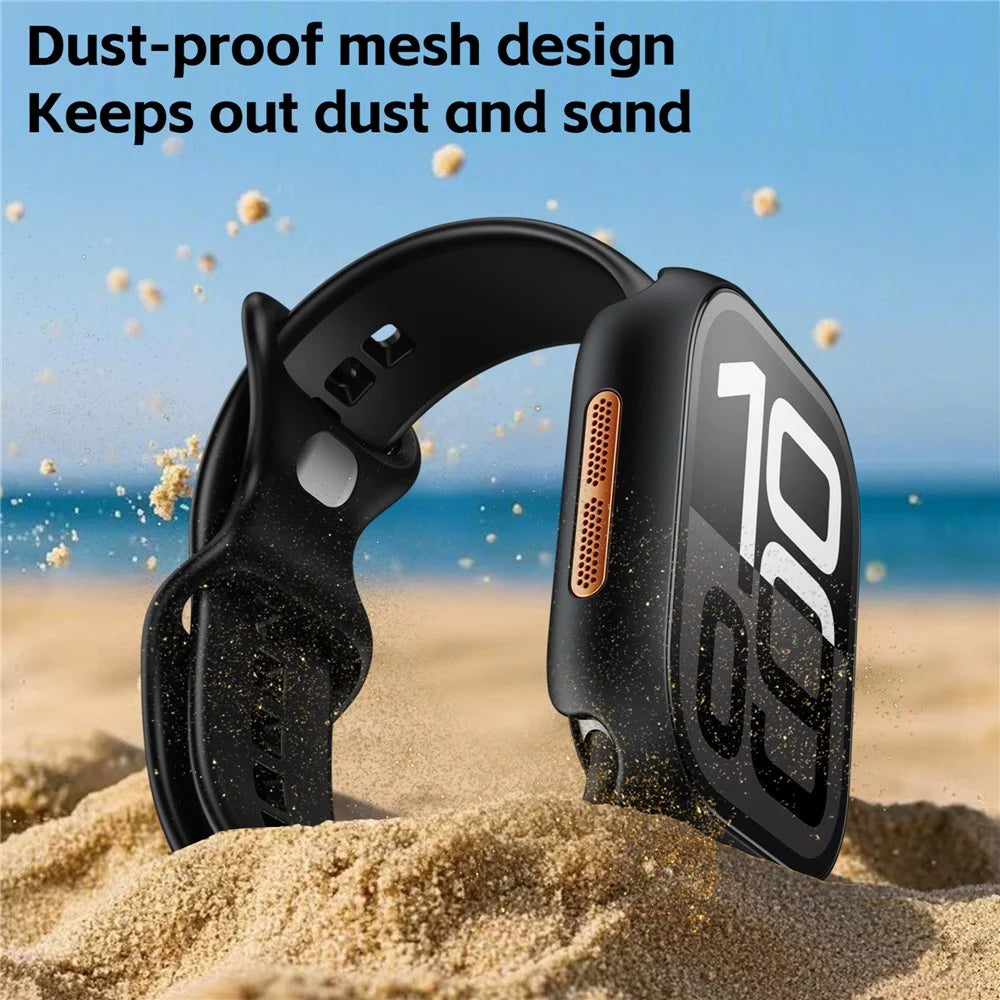 Watch Case for Apple Watch SE3 / SE2 / SE1 / 6 / 5 / 4 40mm Waterproof Dustproof PC Frame with Tempered Glass Film - Black - 2