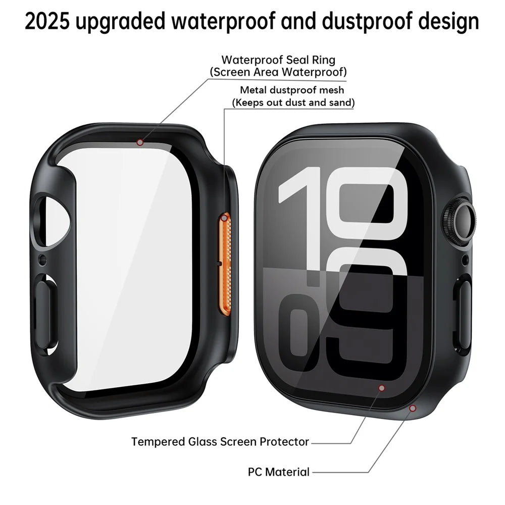Watch Case for Apple Watch SE3 / SE2 / SE1 / 6 / 5 / 4 40mm Waterproof Dustproof PC Frame with Tempered Glass Film - Black - 4