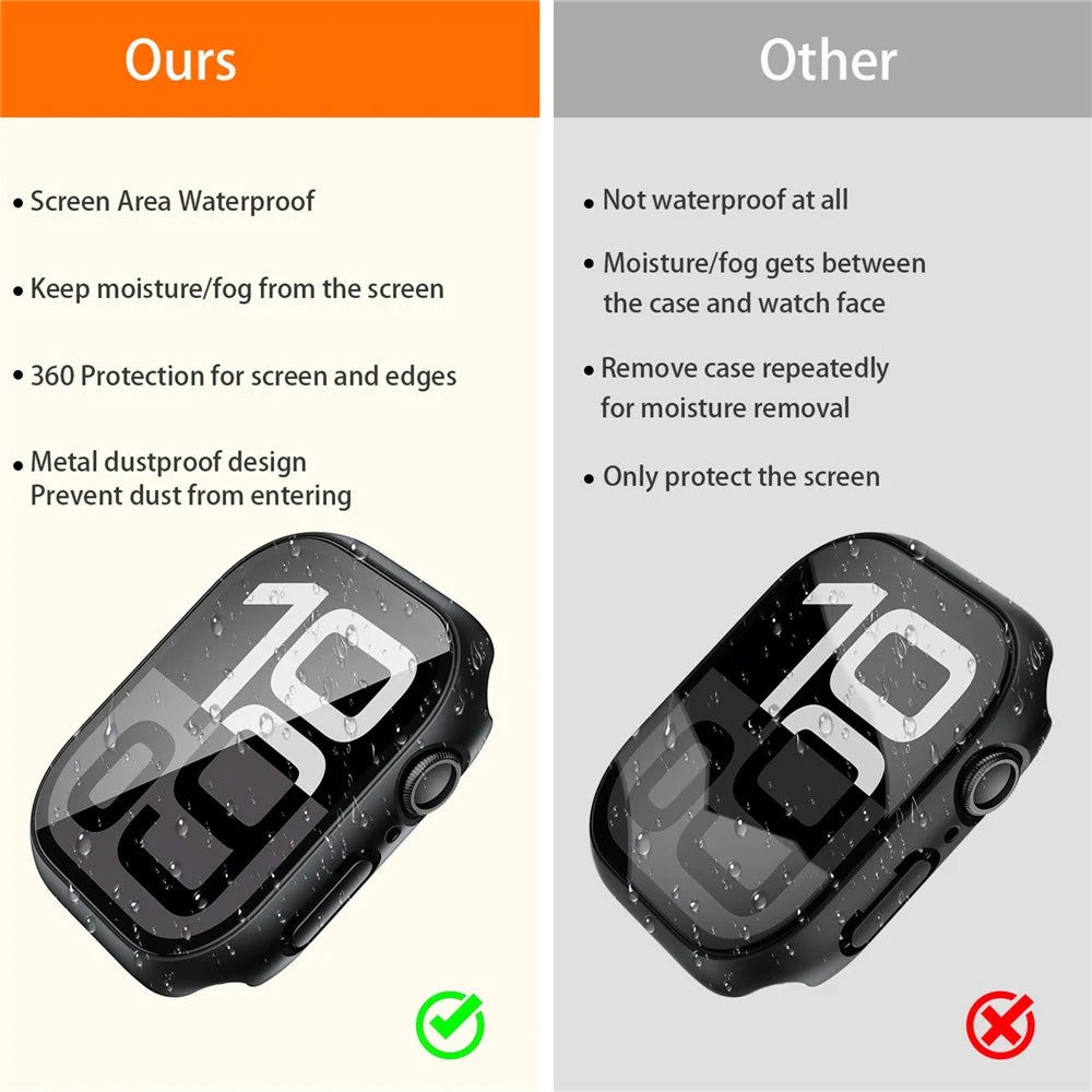 Watch Case for Apple Watch SE3 / SE2 / SE1 / 6 / 5 / 4 40mm Waterproof Dustproof PC Frame with Tempered Glass Film - Black - 7