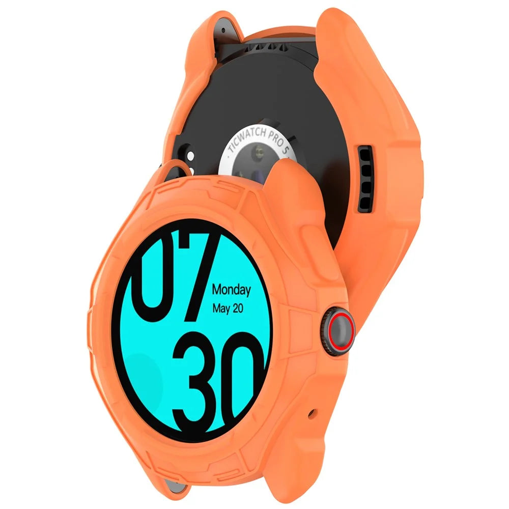 For TicWatch Pro 5 Enduro TPU Protective Case Hollow Design Shockproof Watch Cover - Orange - 3
